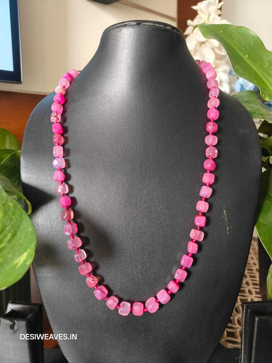 Pink Precious stones necklace online - Desi Weaves