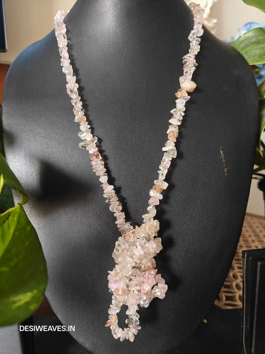 Pink Precious stones necklace online - Desi Weaves