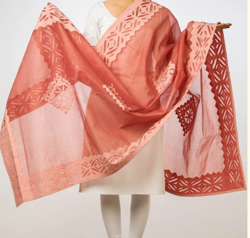 peach cotton dupatta