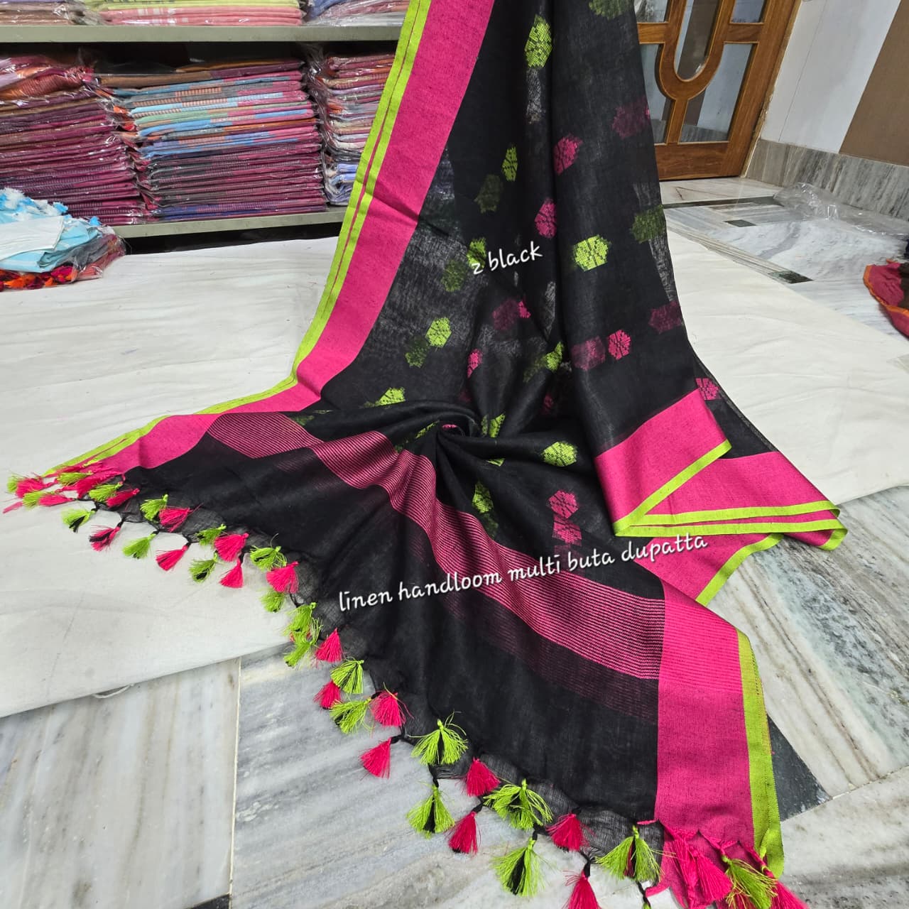 Linen dupatta online - Desi Weaves