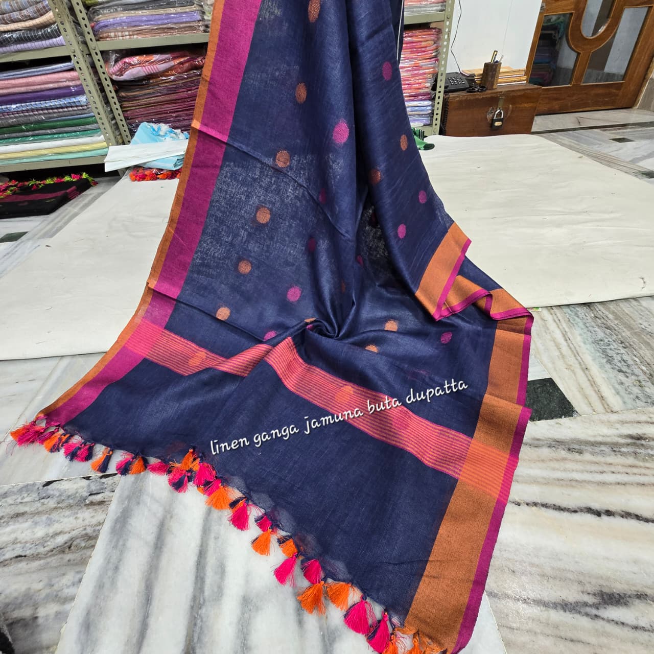 Linen dupatta online - Desi Weaves