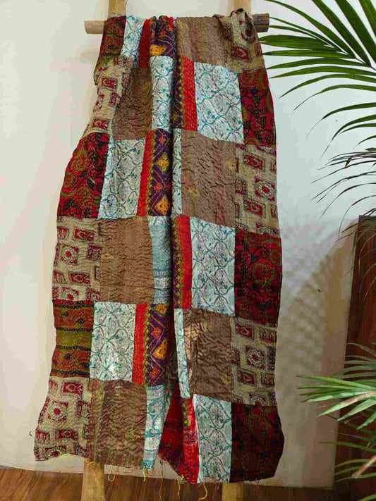 Kantha Stich Silk Dupatta - Desi Weaves