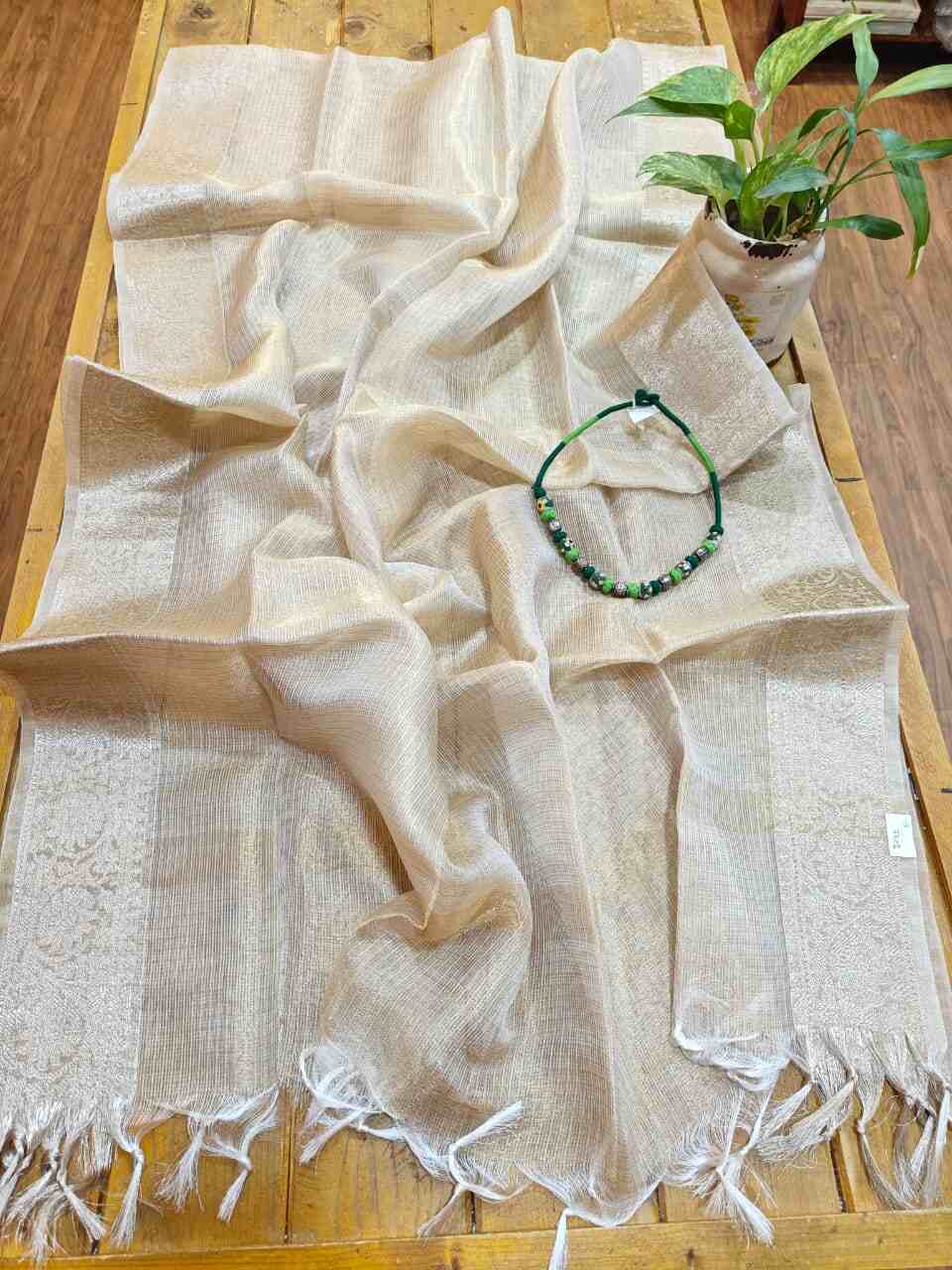 Desi Weaves Ivory Semi Kota Silk Dupatta