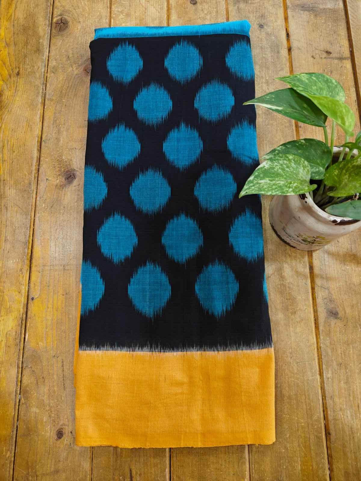 Blue Pochampally handloom Ikkat cotton saree