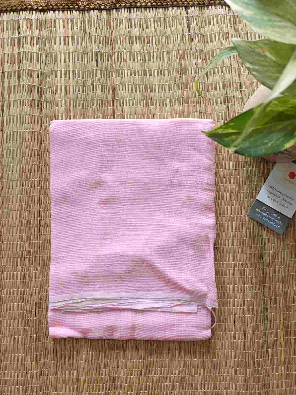 Baby Pink Plain Cotton Kota Doria Dupatta