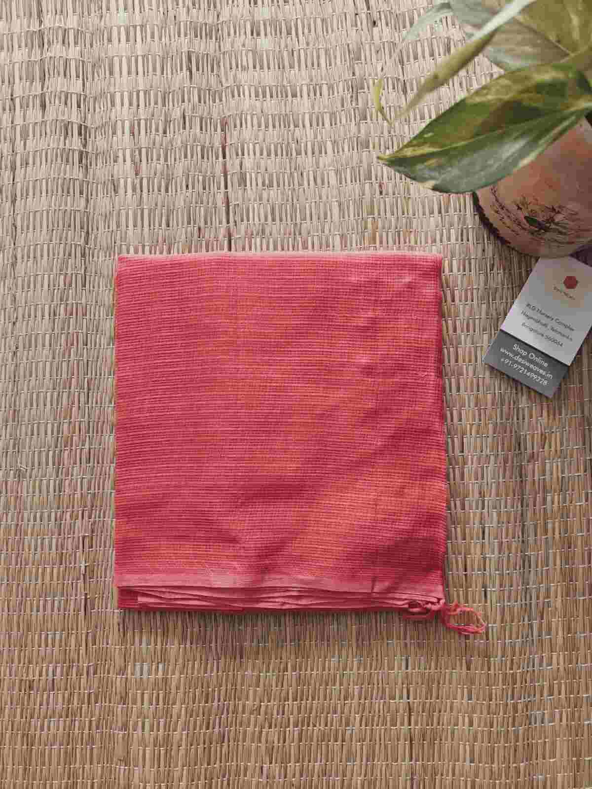 Dark Pink Plain Cotton Kota Doria Dupatta