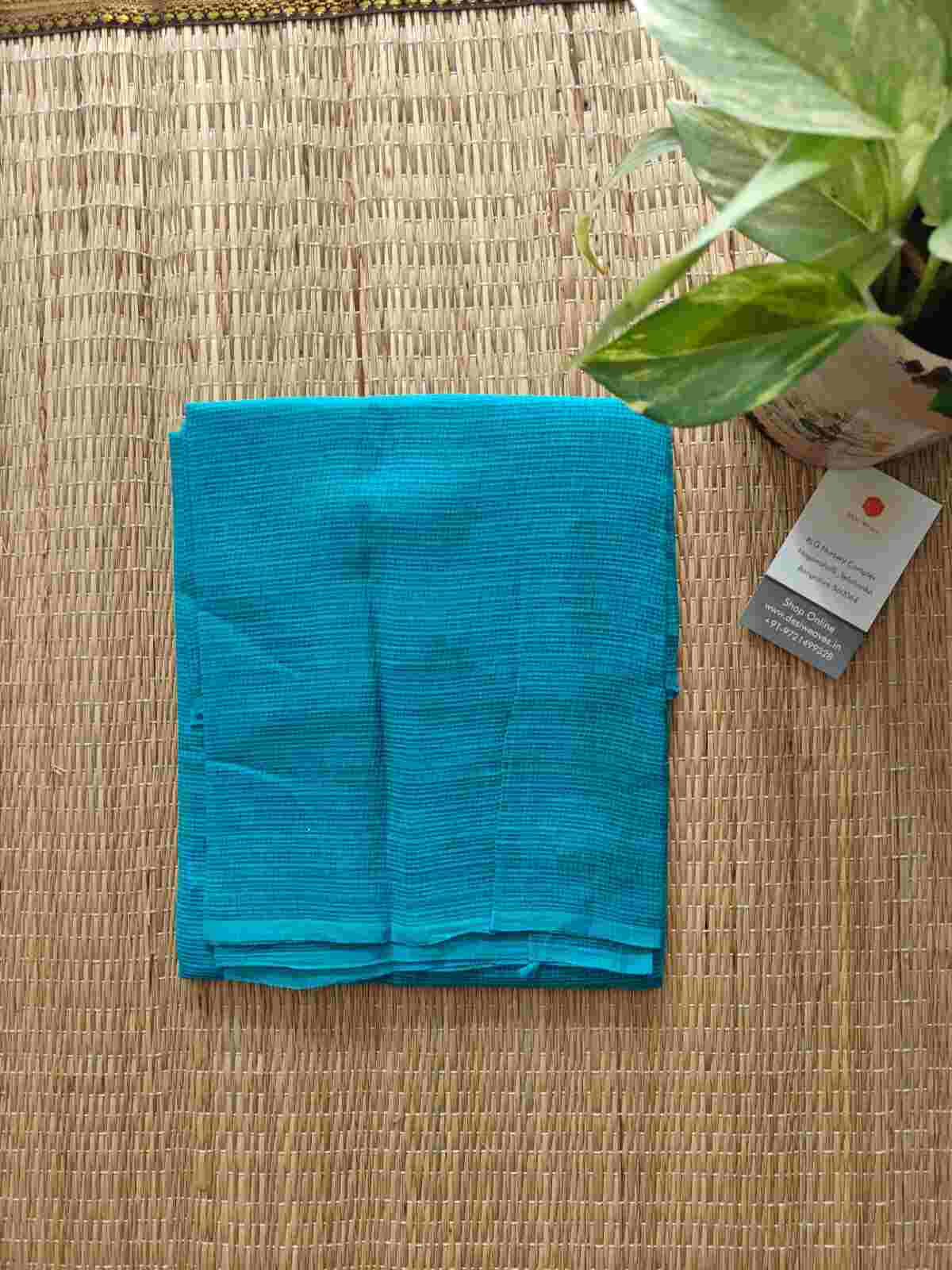 Turquoise Blue Plain Cotton Kota Doria Dupatta