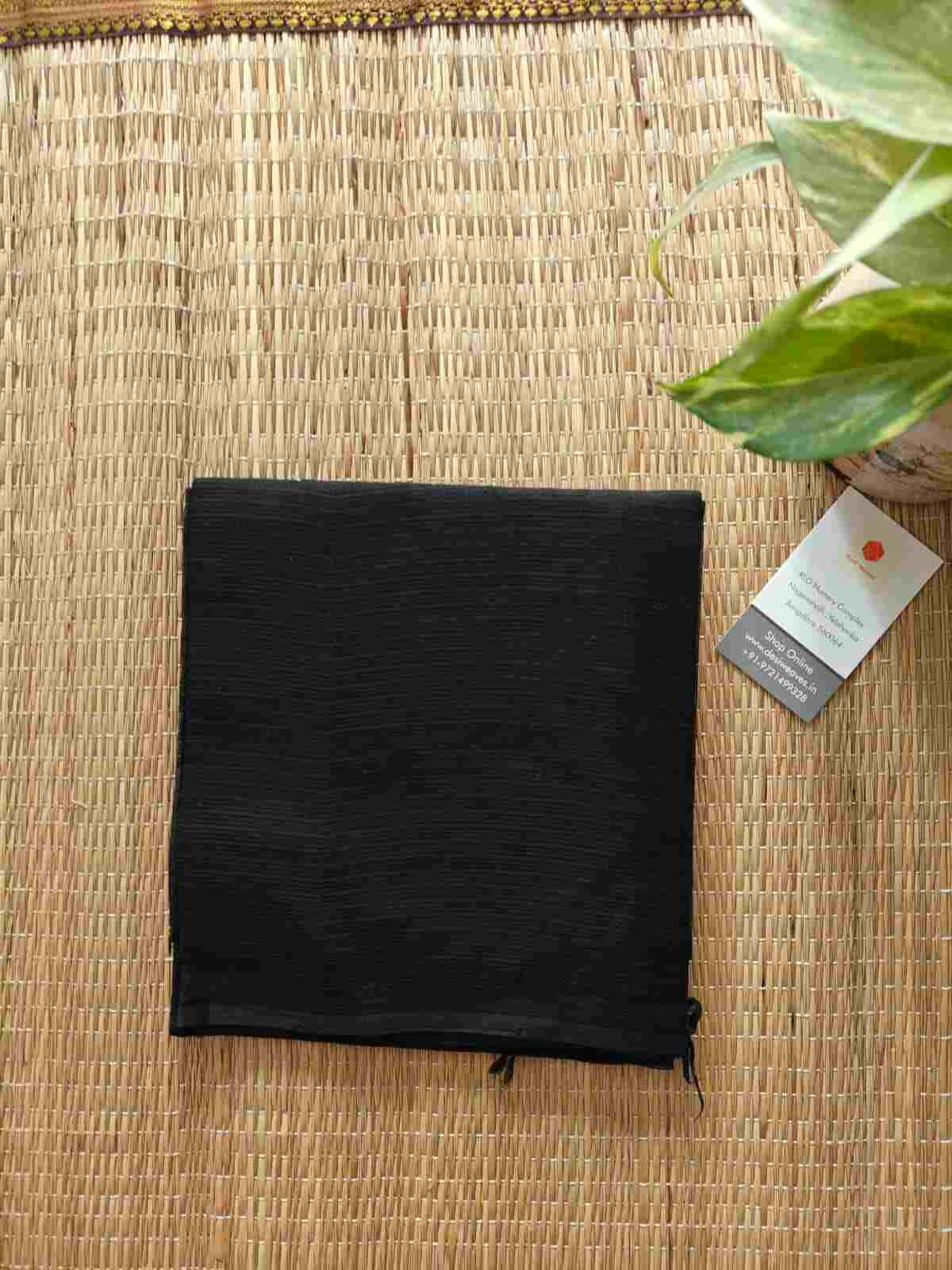 Black Plain Cotton Kota Doria Dupatta