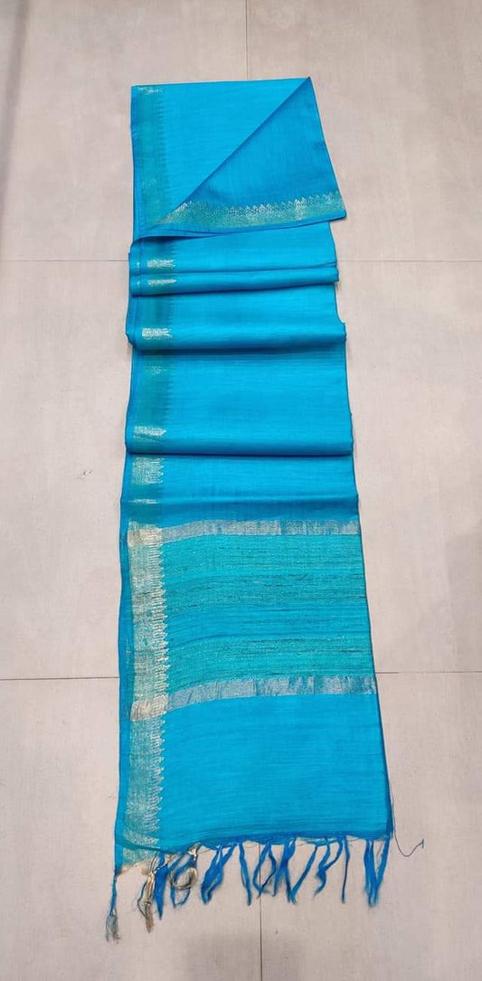 Dark Sky Handloom Pure Munga Tussar Silk Saree