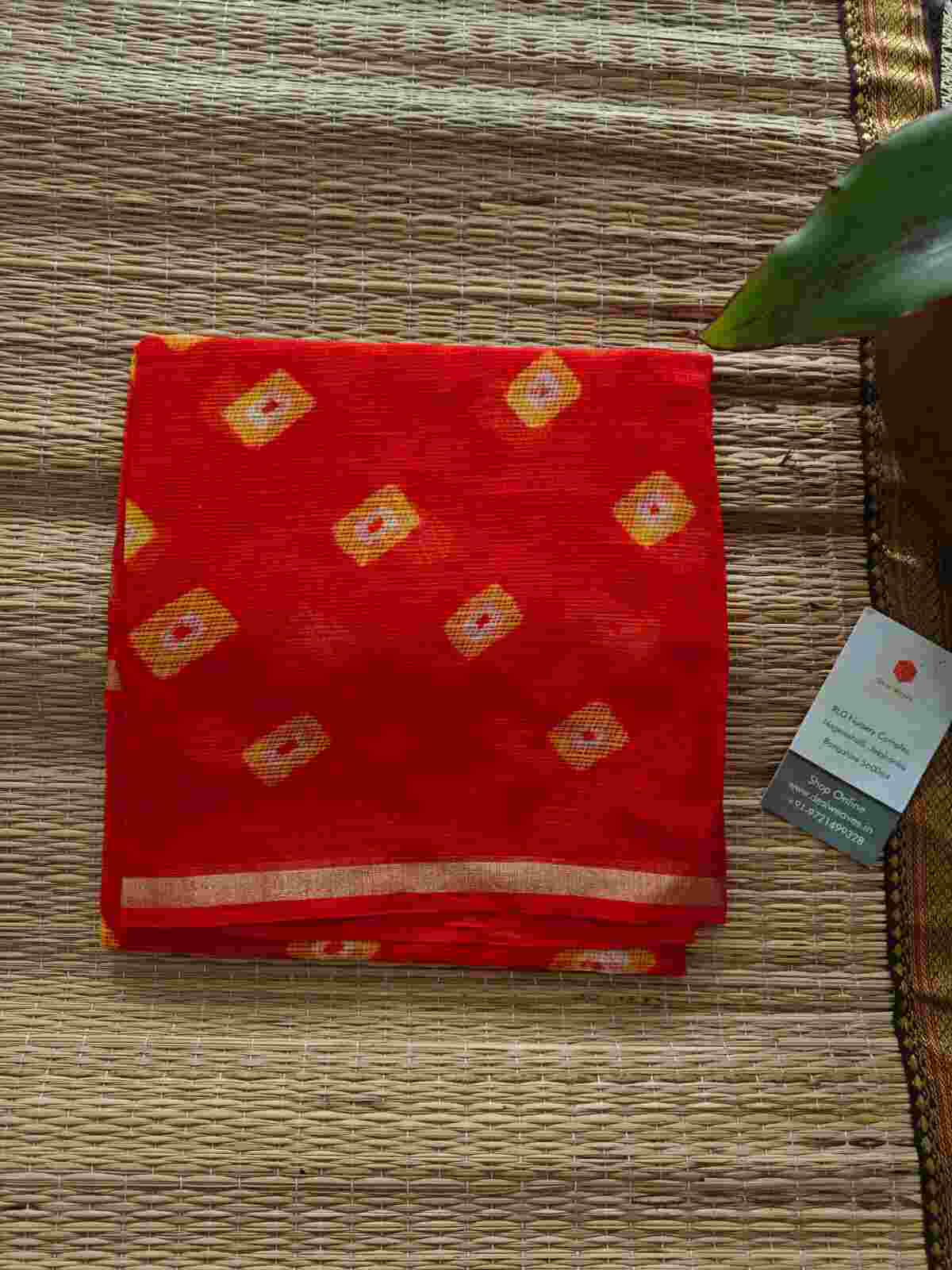 red cotton kota doria dupatta - Desi Weaves
