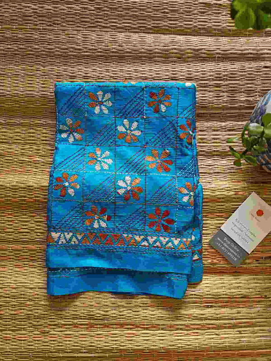 kantha stitch silk stole - desi weaves
