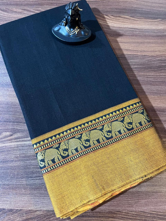 Black Narayanpet Handloom Cotton Saree