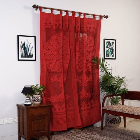 Hand Stitched Cotton Applique Work Curtain