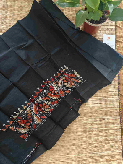 Hand Embroidered Kantha Stitch Cotton Blouse - Desi Weaves