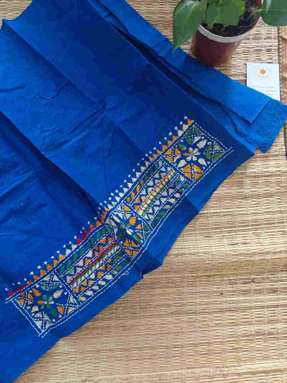 Hand Embroidered Kantha Stitch Cotton Blouse - Desi Weaves