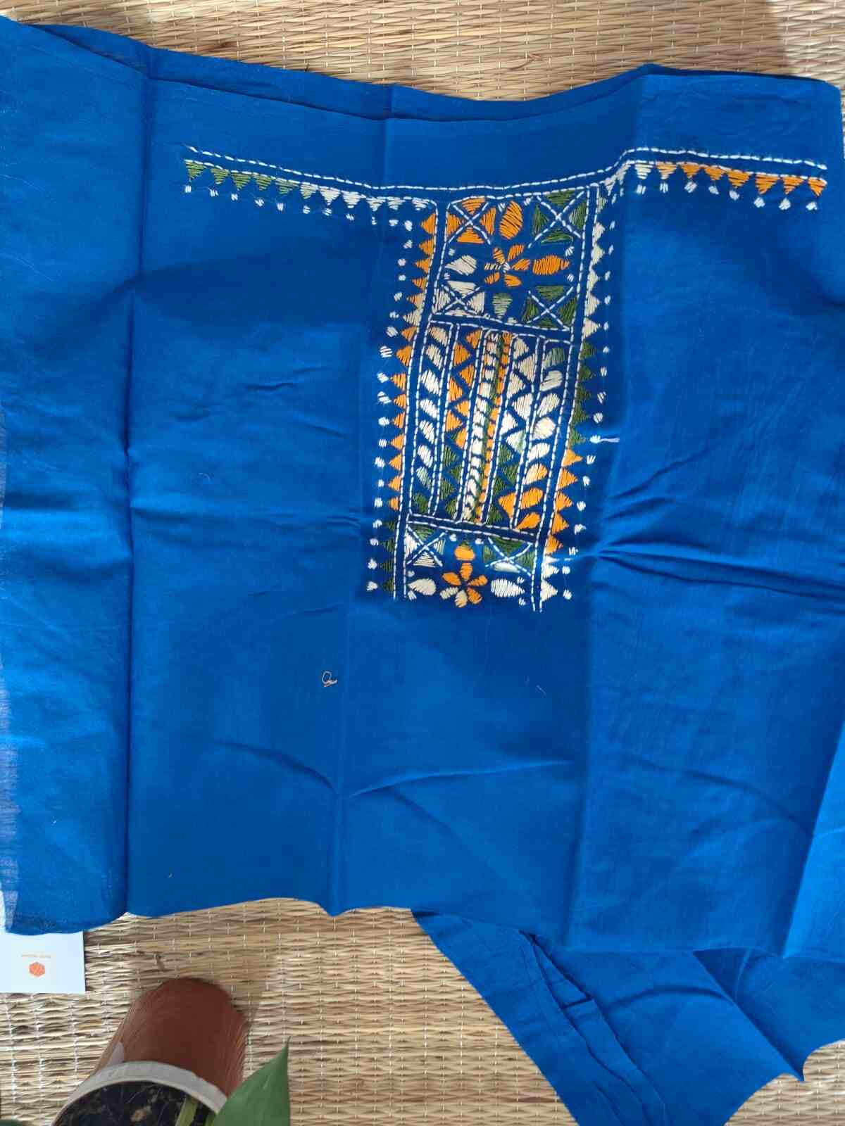 cotton kantha stitch blouse piece - desi weaves