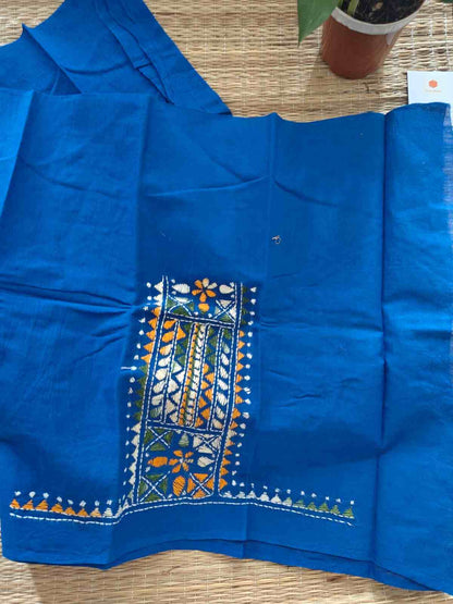 cotton kantha stitch blouse piece - desi weaves