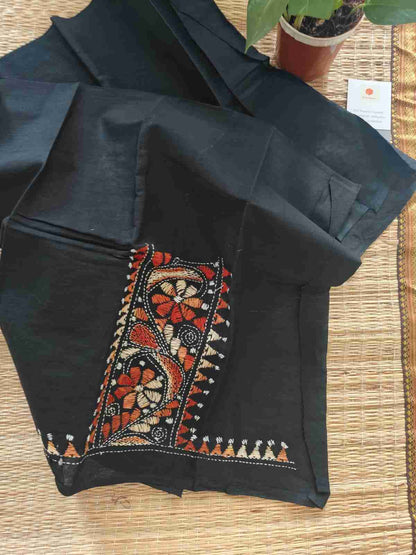 cotton kantha stitch blouse piece - desi weaves