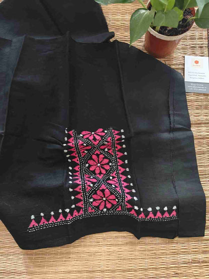 cotton kantha stitch blouse piece - desi weaves