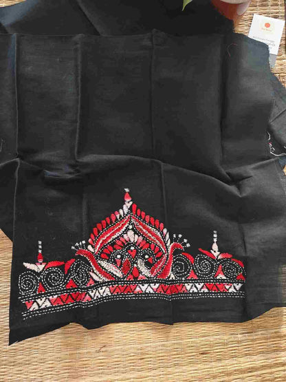 cotton kantha stitch blouse piece - desi weaves