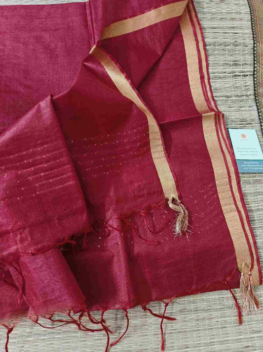 Maroon Tussar Cotton Silk  Dupatta Online