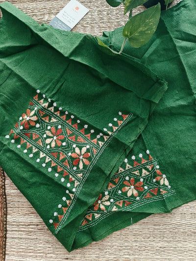 cotton kantha stitch blouse - Desi Weaves