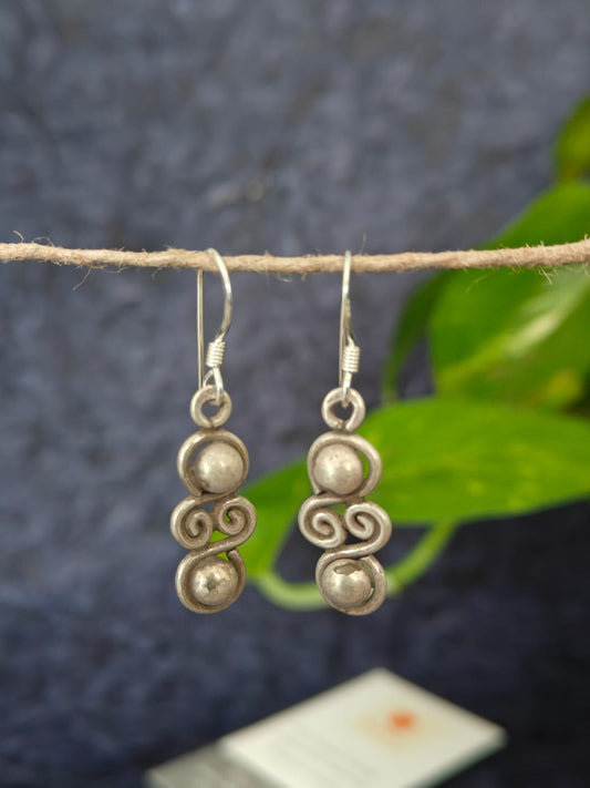 Silver spiral earrings in silver
