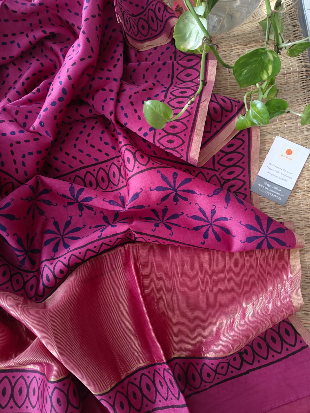 Pink Chanderi Silk Dupatta - Desi Weaves