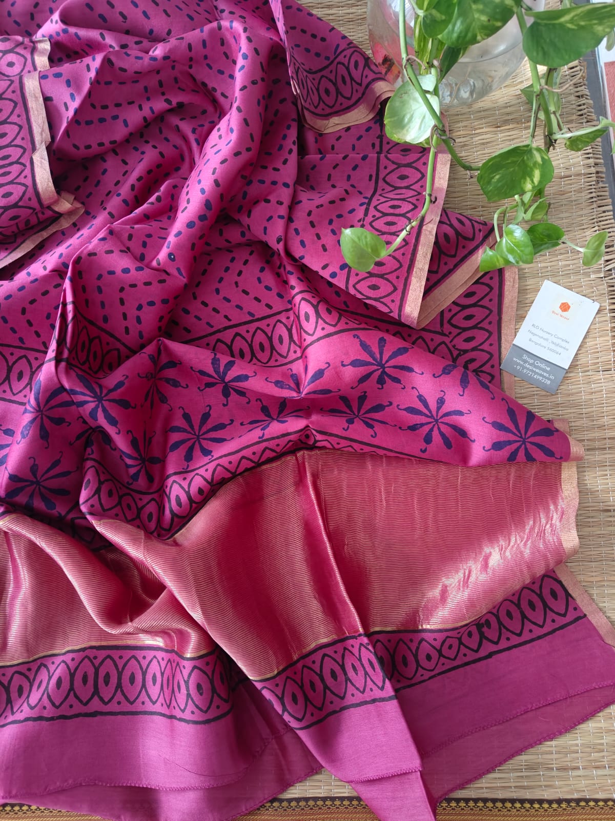 Pink Chanderi Silk Dupatta - Desi Weaves