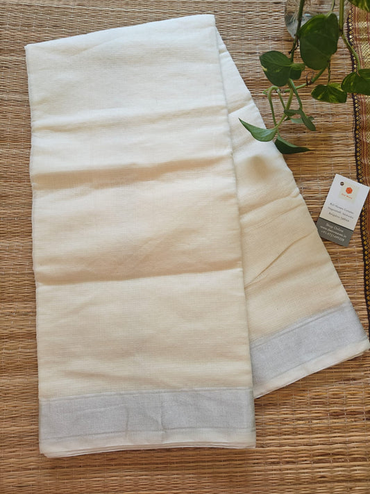 Off White Cotton Kota Doria Saree - 2 Inch Border