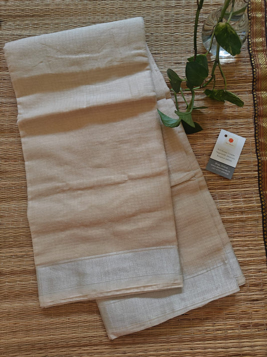 Baby Peach Cotton Kota Doria Saree - 2 Inch Border