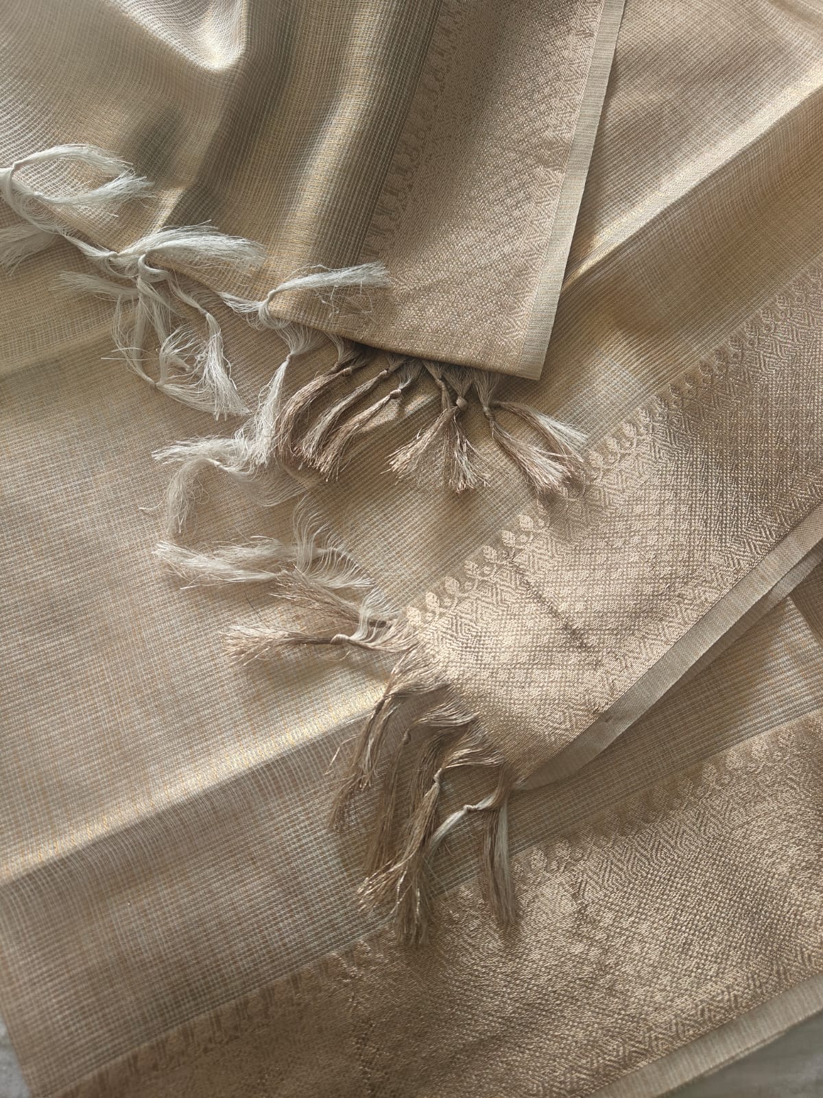Desi Weaves Gold Border Semi Kota Silk Dupatta