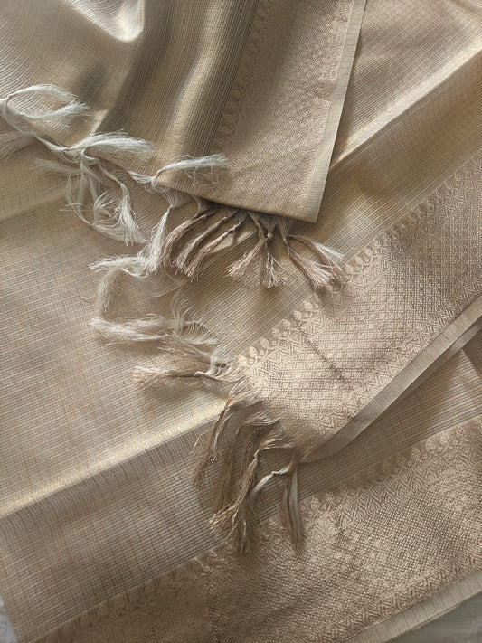 Desi Weaves Gold Border Semi Kota Silk Dupatta