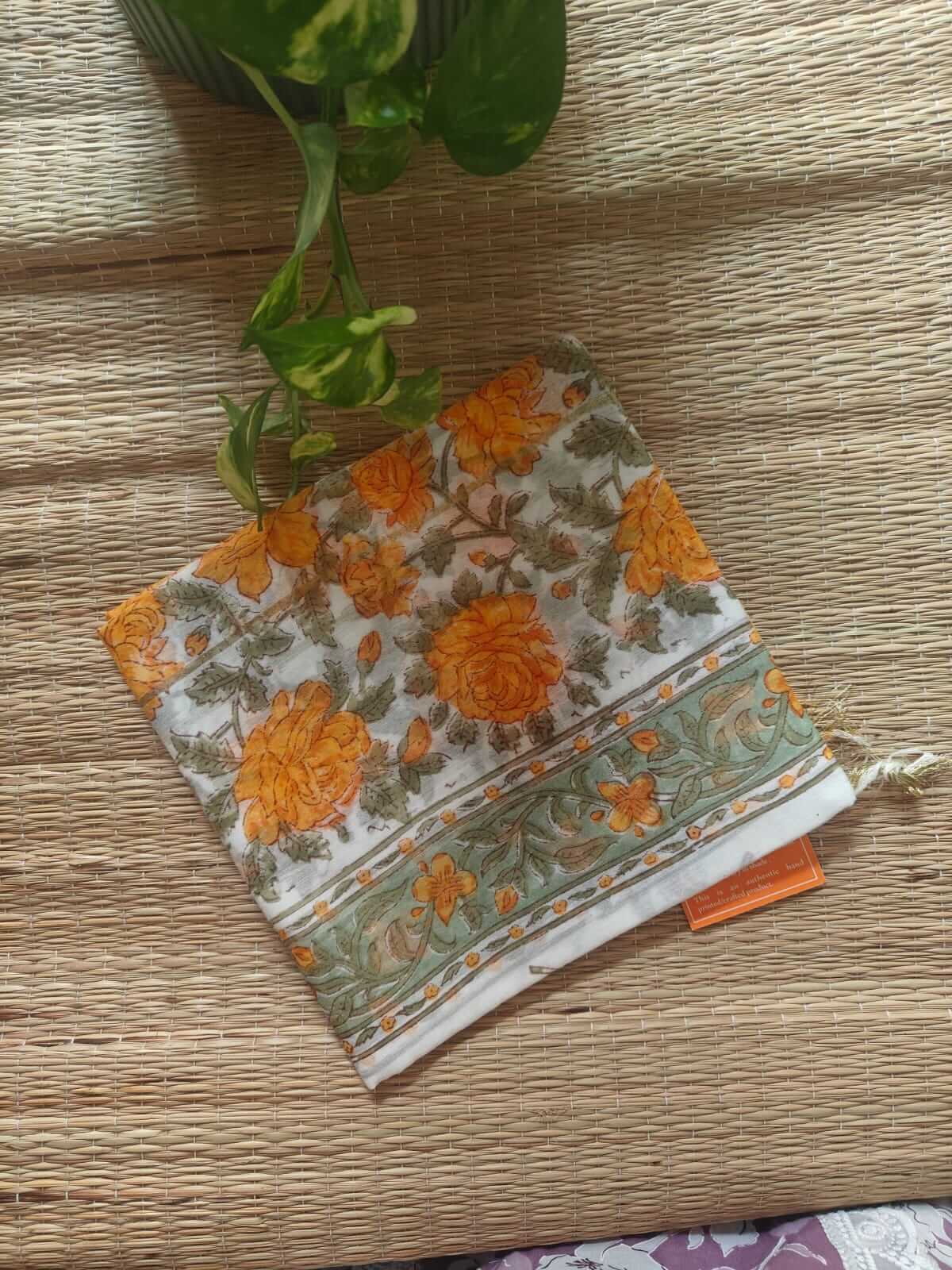 yellow chanderi silk dupatta