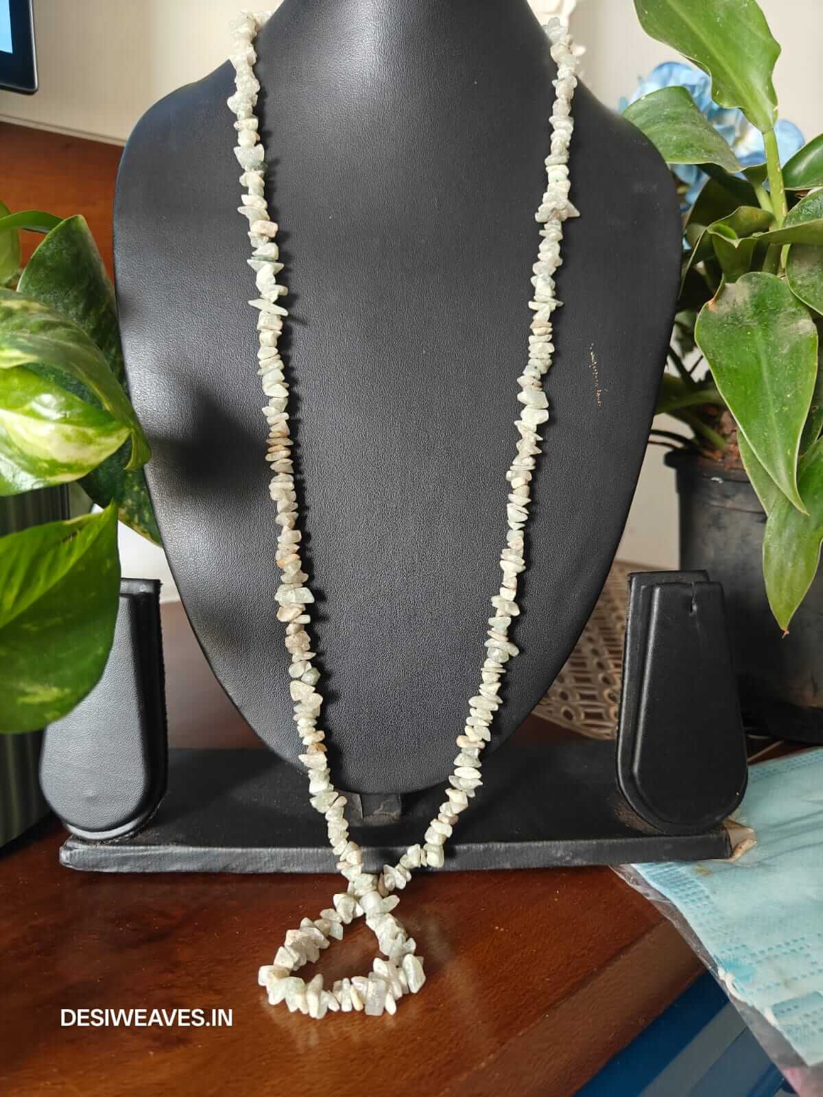 Olive Precious stones necklace online - Desi Weaves