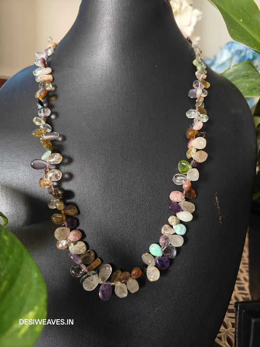 Purple Precious stones necklace online - Desi Weaves