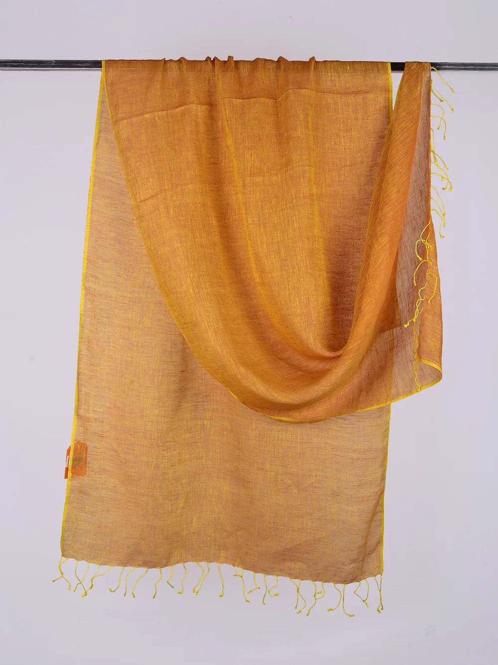 mustard pure linen dupatta - desi weaves