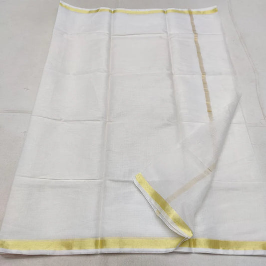 White Color Cotton Kota Doria Saree -  - 1 Inch Border