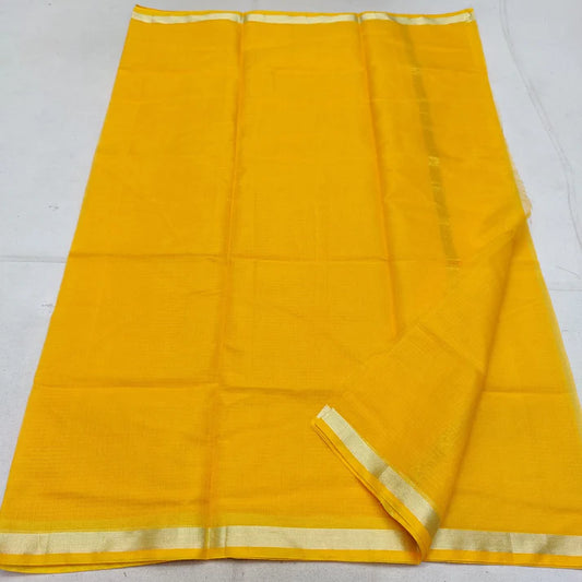 Yellow Color Cotton Kota Doria Saree