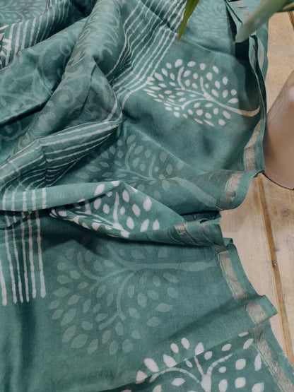 Stardust Sanganeri Block Print Chanderi Silk Dupatta