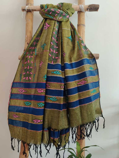 Khesh Cotton Kantha Dupatta - Desi Weaves