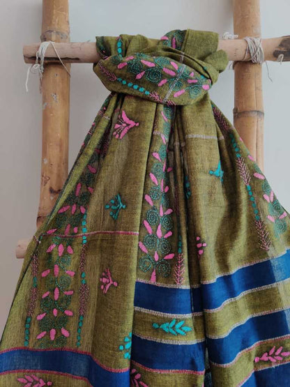 Khesh Cotton Kantha Dupatta - Desi Weaves