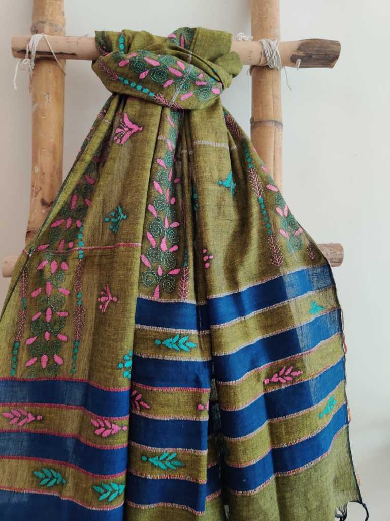 Khesh Cotton Kantha Dupatta - Desi Weaves