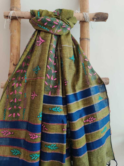 Khesh Cotton Kantha Dupatta - Desi Weaves