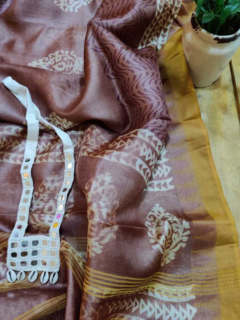 Melody Block Printed Pure Tussar Silk Dupatta