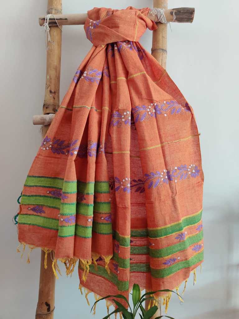 Khesh Cotton Kantha Dupatta - Desi Weaves