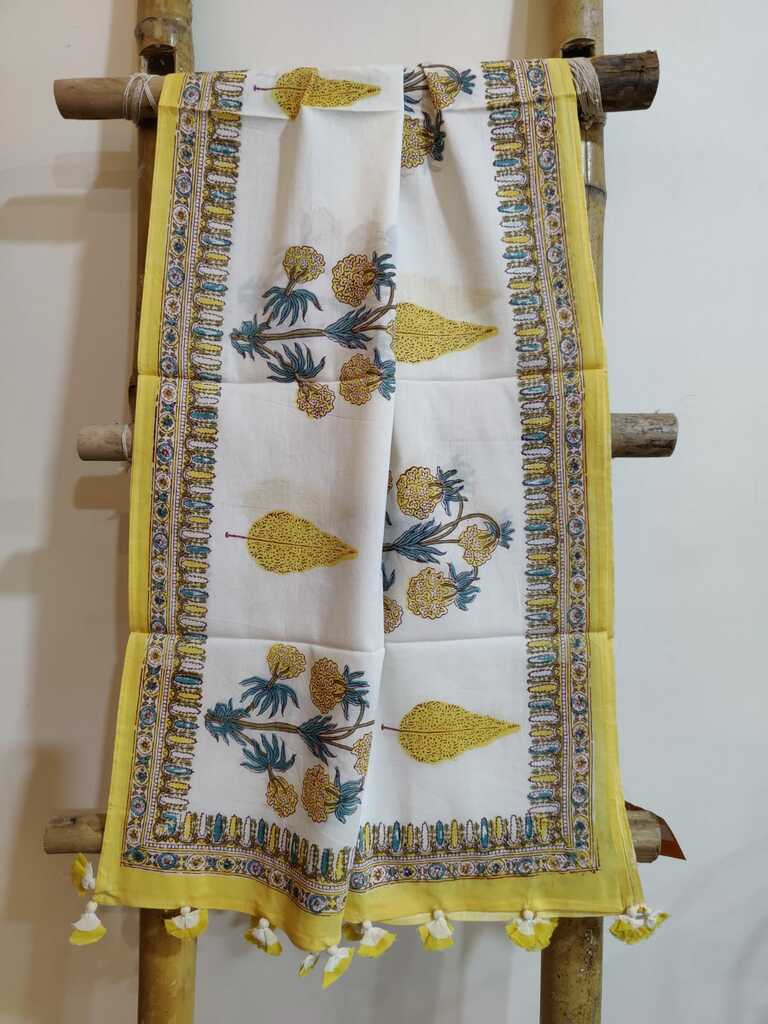 block print cotton stole - desi weaves