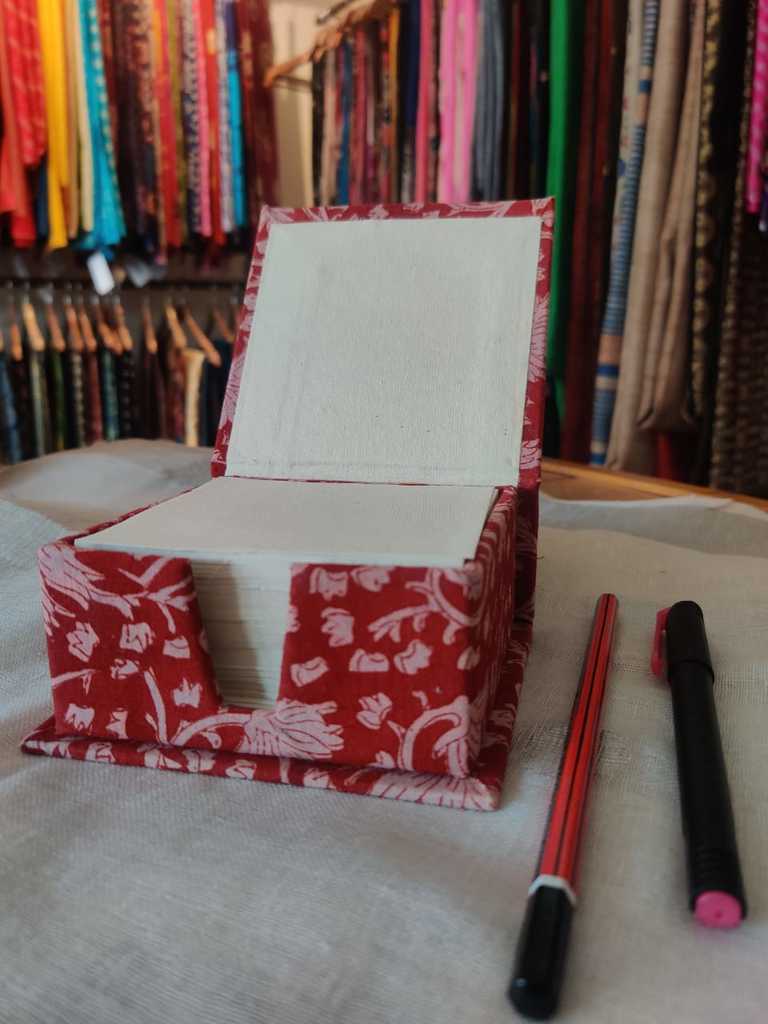 Maroon Block Printed Handmade Paper Slip Box