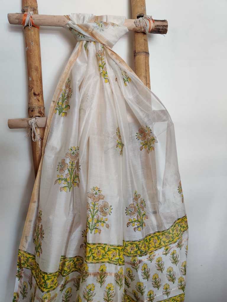 white Chanderi dupatta online - Desi Weave