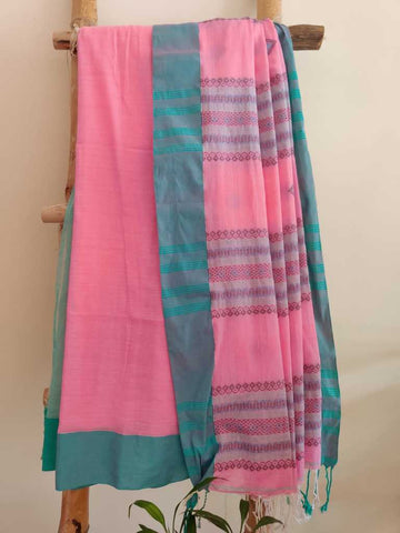 Pink Color Handwoven Bengal Soft Cotton Saree
